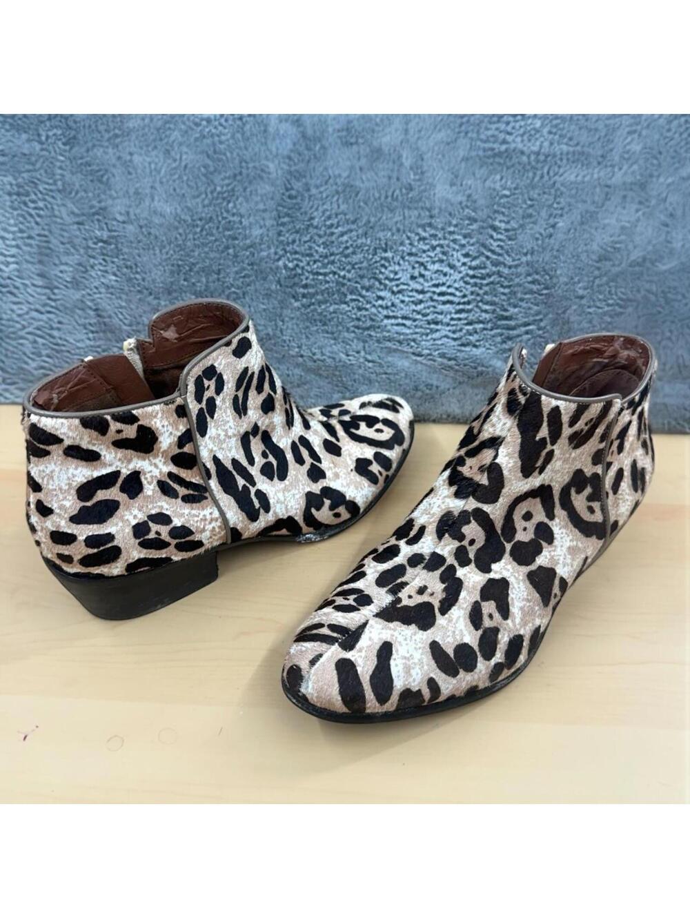 Sam Edelman Petty Leopard Print Calf Hair Ankle Booties Y2K